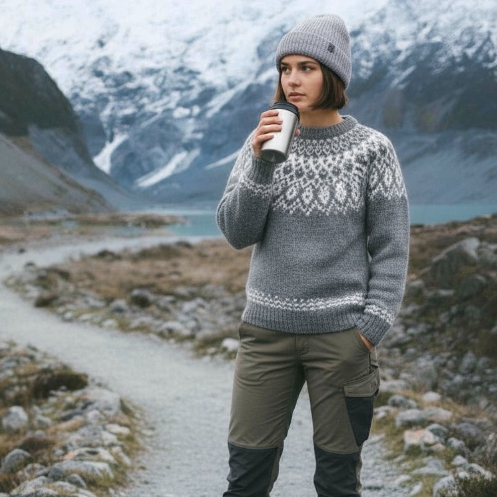 Aerie Knit Beanie Hat‎ Gray Toque Fuzzy Soft Double Thick Gorpcore Cabincore Cap